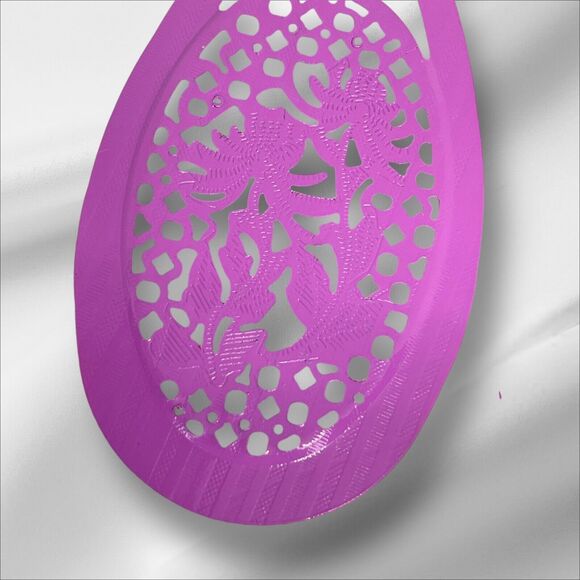 Vintage Purple Tone Open Work Drop Earrings Style Chic Fashion Elegant VTG NWOT - Picture 7 of 10